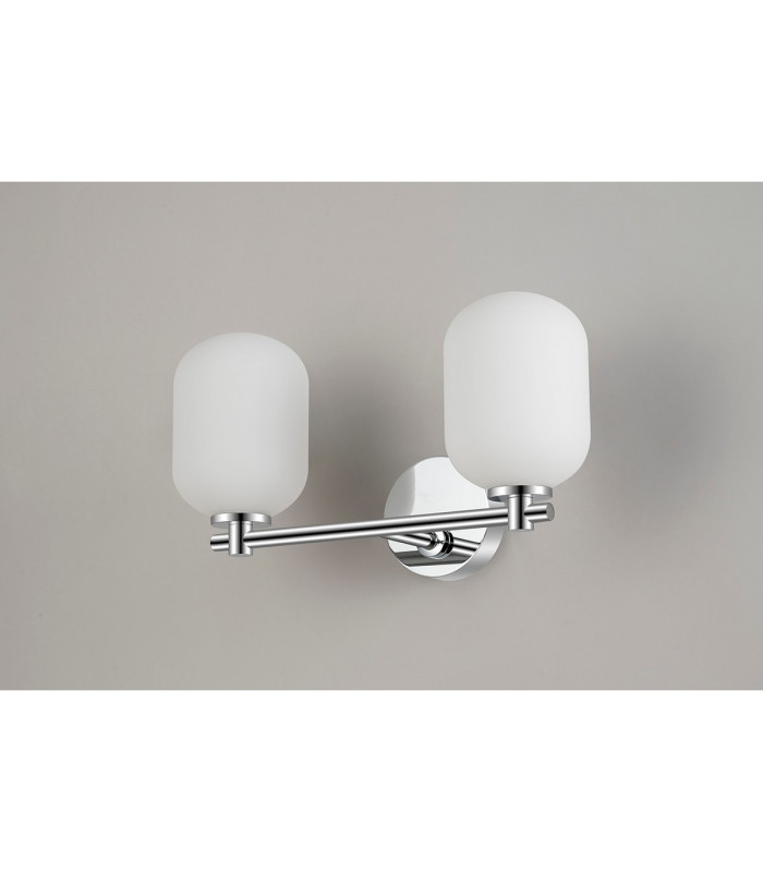 Tivoli Short Arm Wall Light 2 Light G9 IP44 Polished Chrome/Opal Smooth Tubular Glass-8