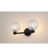 Tivoli Short Arm Wall Light 2 Light G9 IP44 Satin Black/Clear Cross Pattern Round Glass-3