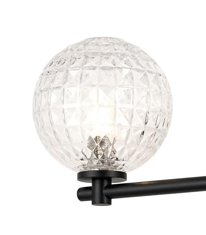 Tivoli Short Arm Wall Light 2 Light G9 IP44 Satin Black/Clear Cross Pattern Round Glass-7