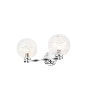 Tivoli Short Arm Wall Light 2 Light G9 IP44 Polished Chrome/Clear Dune Effect Round Glass-1