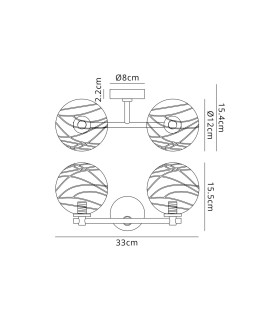 Tivoli Short Arm Wall Light 2 Light G9 IP44 Polished Chrome/Clear Dune Effect Round Glass-2