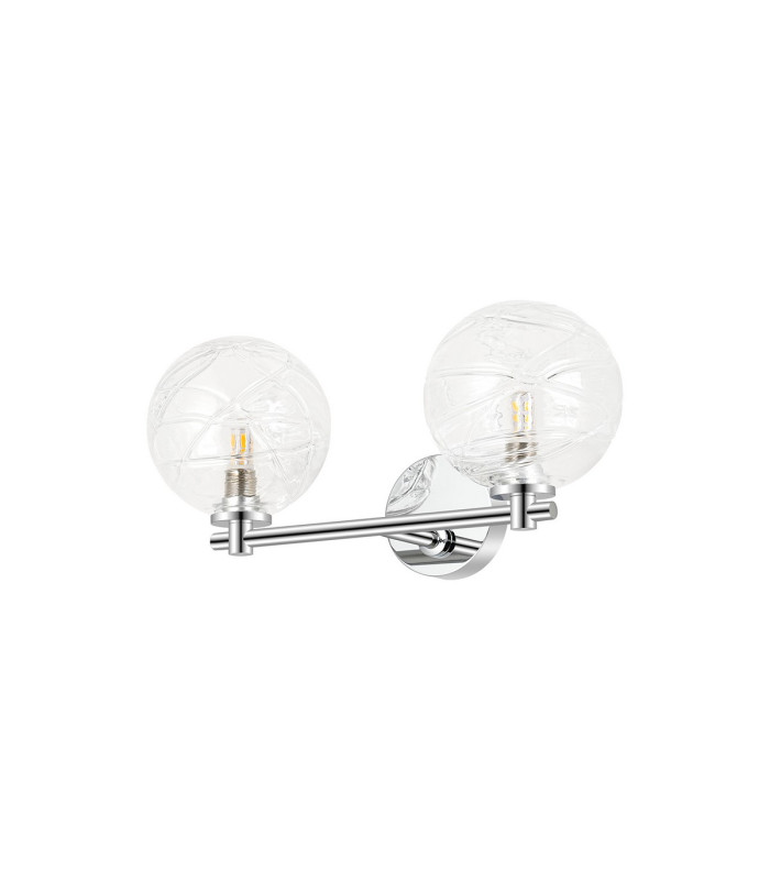 Tivoli Short Arm Wall Light 2 Light G9 IP44 Polished Chrome/Clear Dune Effect Round Glass-4