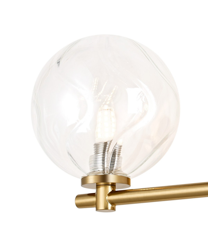 Tivoli Short Arm Wall Light 2 Light G9 IP44 Brass Gold/Clear Waved Round Glass-5