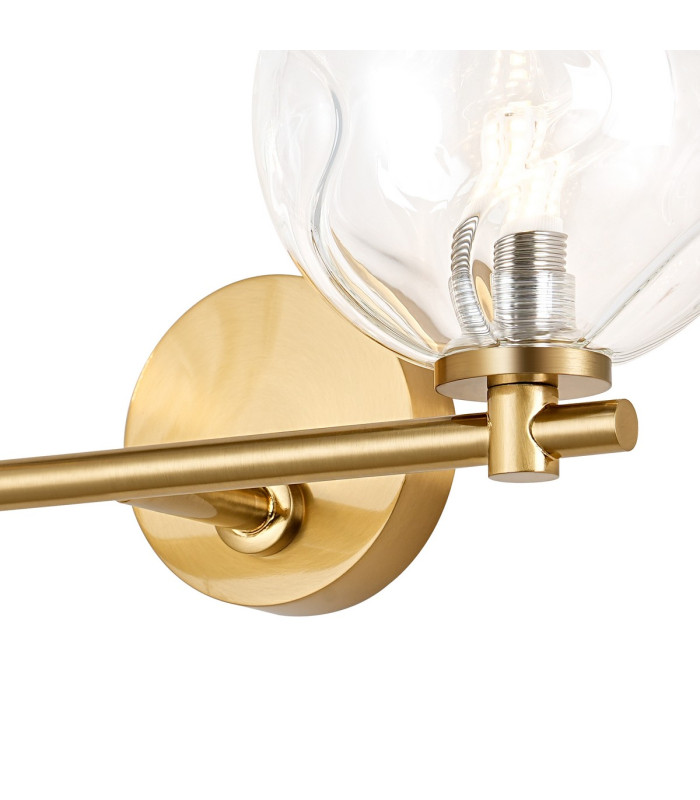 Tivoli Short Arm Wall Light 2 Light G9 IP44 Brass Gold/Clear Waved Round Glass-6