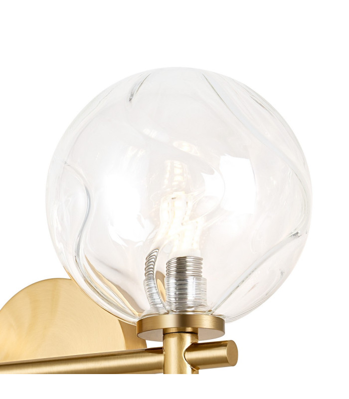 Tivoli Short Arm Wall Light 2 Light G9 IP44 Brass Gold/Clear Waved Round Glass-7