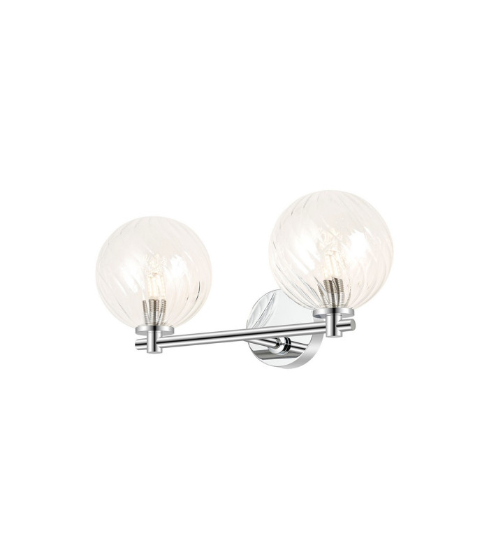 Tivoli Short Arm Wall Light 2 Light G9 IP44 Polished Chrome/Clear Swirl Round Glass-1