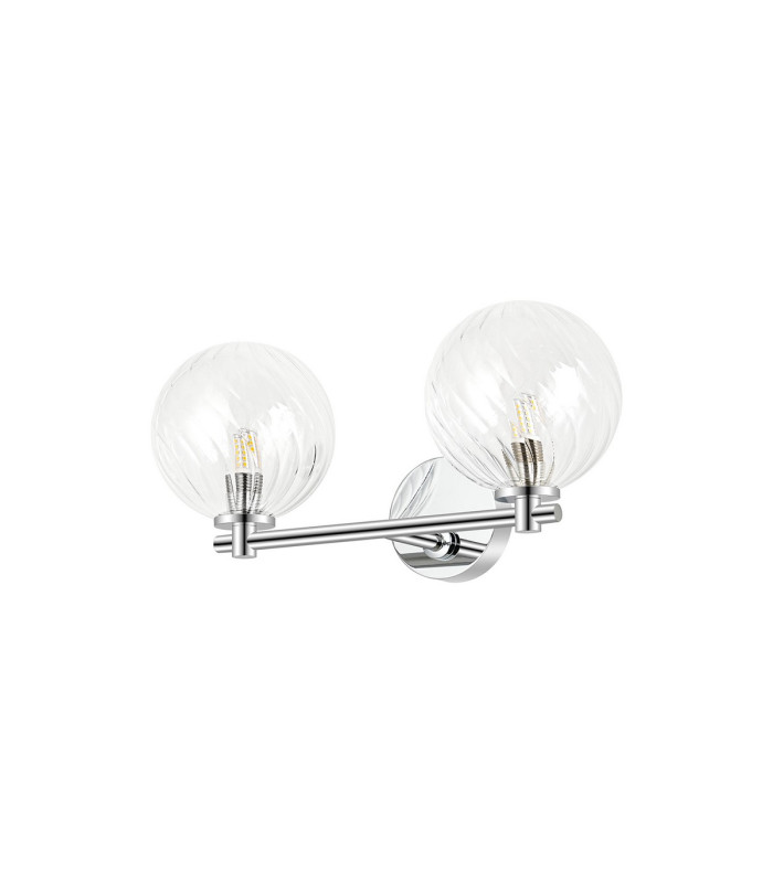 Tivoli Short Arm Wall Light 2 Light G9 IP44 Polished Chrome/Clear Swirl Round Glass-4