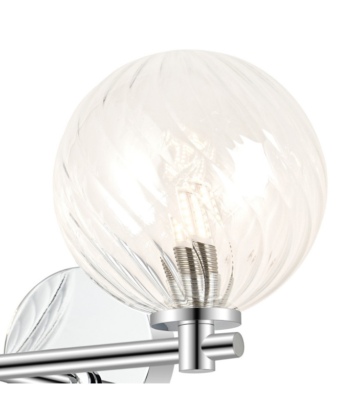 Tivoli Short Arm Wall Light 2 Light G9 IP44 Polished Chrome/Clear Swirl Round Glass-7