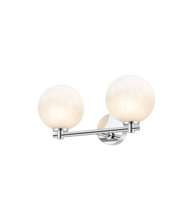 Tivoli Short Arm Wall Light 2 Light G9 IP44 Polished Chrome/White Two-Tone Snow Specks Round Glass-1