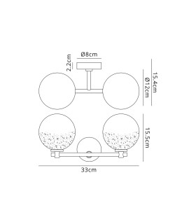 Tivoli Short Arm Wall Light 2 Light G9 IP44 Polished Chrome/White Two-Tone Snow Specks Round Glass-2