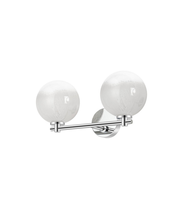 Tivoli Short Arm Wall Light 2 Light G9 IP44 Polished Chrome/White Two-Tone Snow Specks Round Glass-4