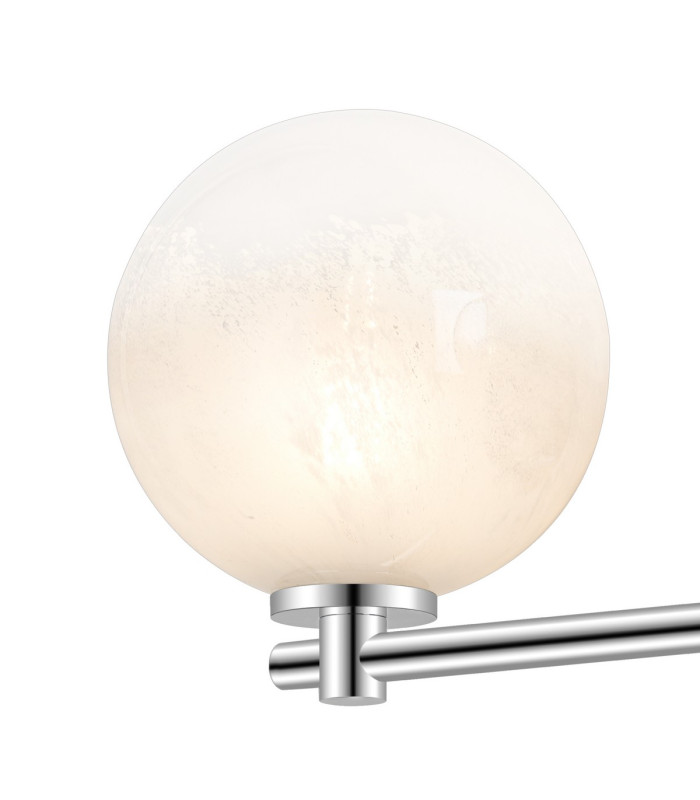 Tivoli Short Arm Wall Light 2 Light G9 IP44 Polished Chrome/White Two-Tone Snow Specks Round Glass-5