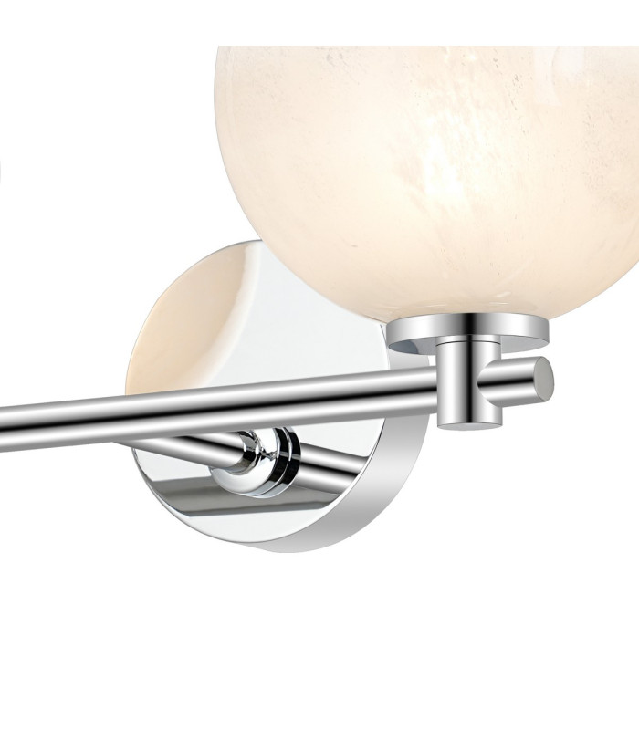 Tivoli Short Arm Wall Light 2 Light G9 IP44 Polished Chrome/White Two-Tone Snow Specks Round Glass-6
