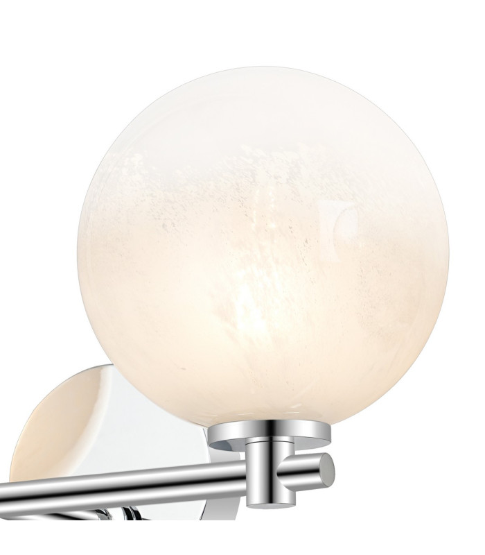 Tivoli Short Arm Wall Light 2 Light G9 IP44 Polished Chrome/White Two-Tone Snow Specks Round Glass-7