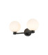 Tivoli Short Arm Wall Light 2 Light G9 IP44 Satin Black/Opal Round Segment Glass-1