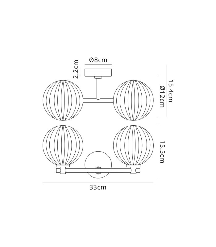 Tivoli Short Arm Wall Light 2 Light G9 IP44 Satin Black/Opal Round Segment Glass-2