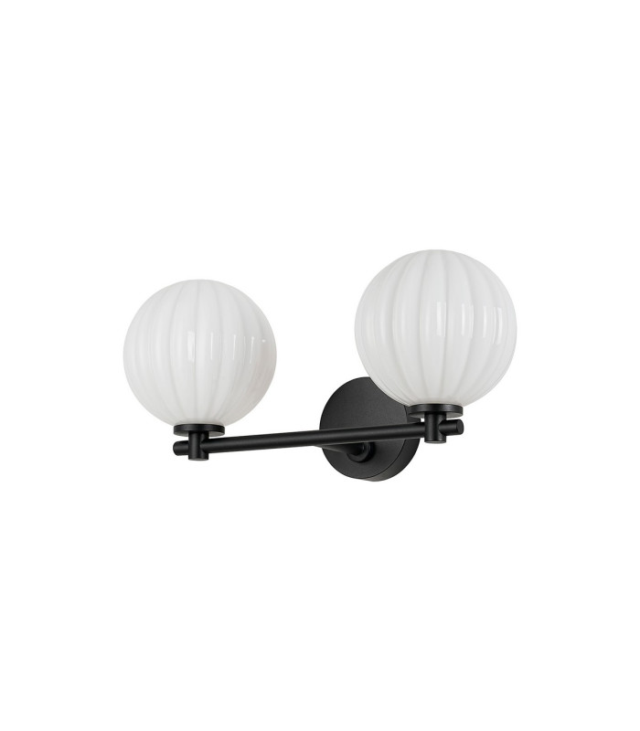Tivoli Short Arm Wall Light 2 Light G9 IP44 Satin Black/Opal Round Segment Glass-4