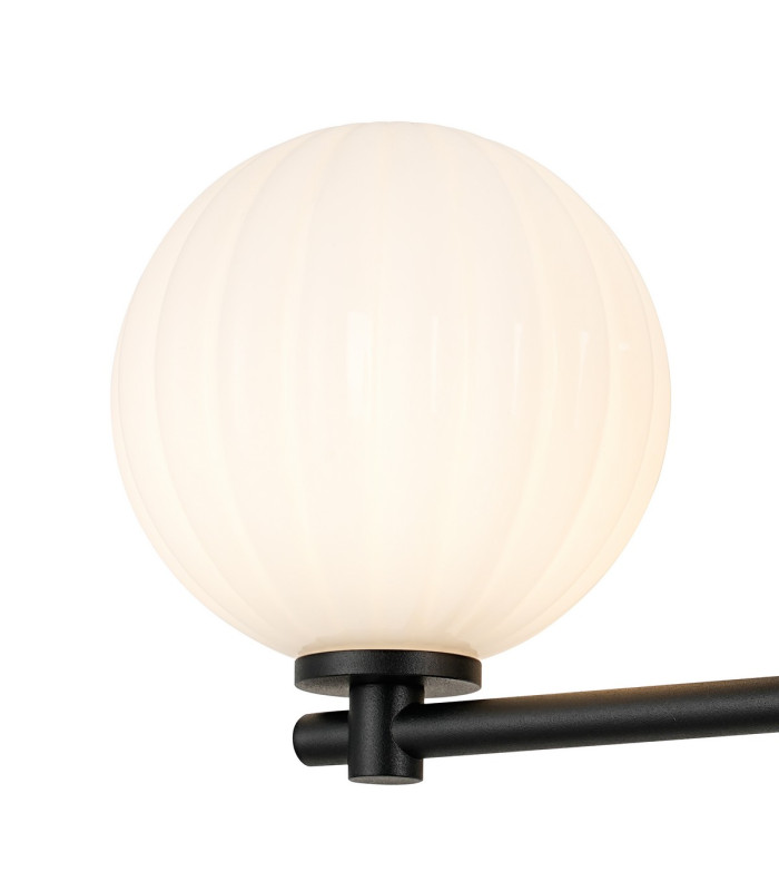 Tivoli Short Arm Wall Light 2 Light G9 IP44 Satin Black/Opal Round Segment Glass-5