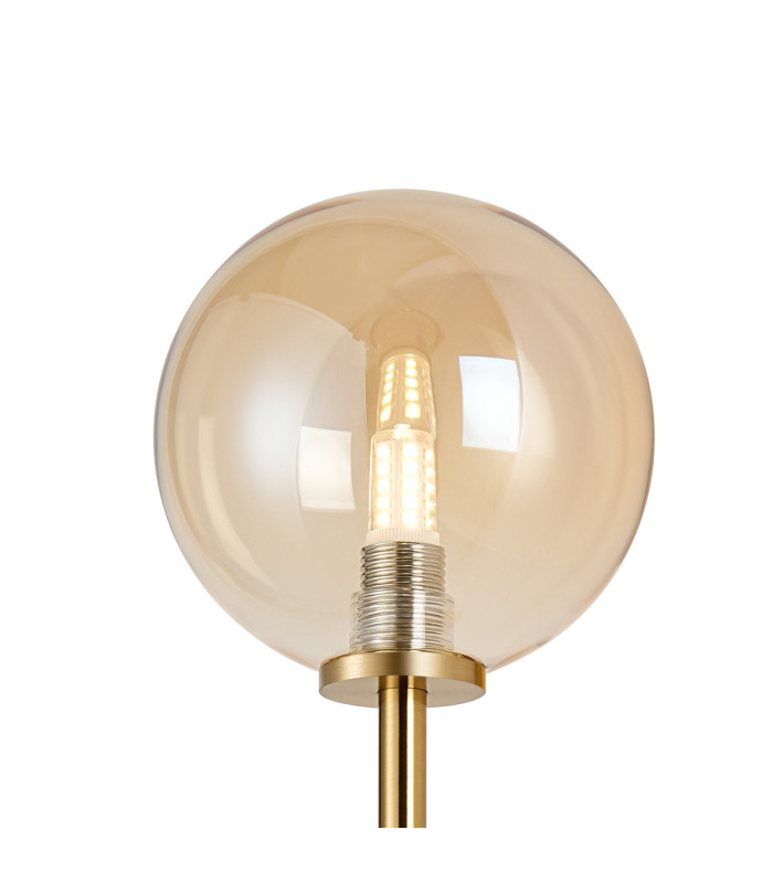 Tivoli Tall Arm Wall Light 1 Light G9 IP44 Brass Gold/Amber Smooth Round Glass-5