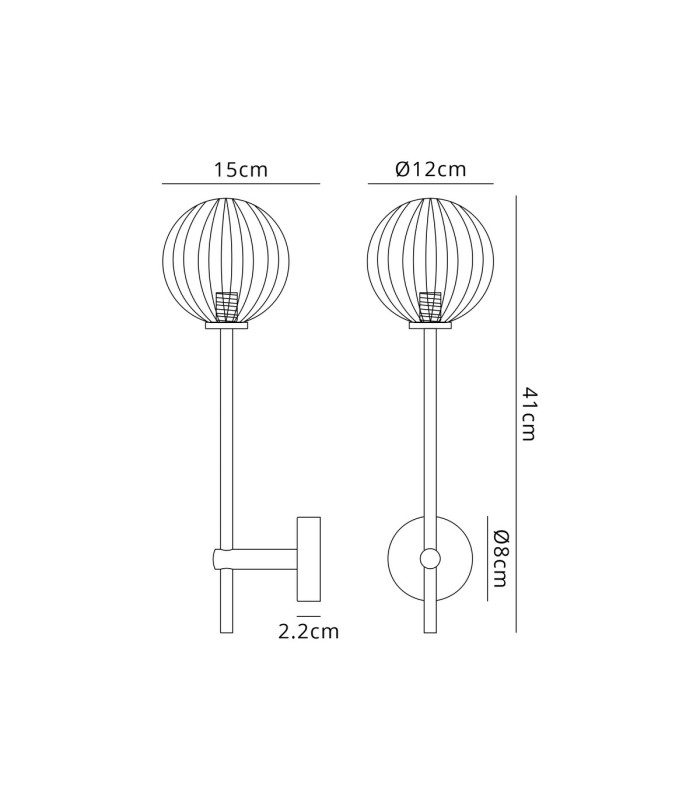 Tivoli Tall Arm Wall Light 1 Light G9 IP44 Brass Gold/Clear Smooth Round Glass-2