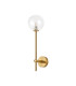 Tivoli Tall Arm Wall Light 1 Light G9 IP44 Brass Gold/Clear Smooth Round Glass-4