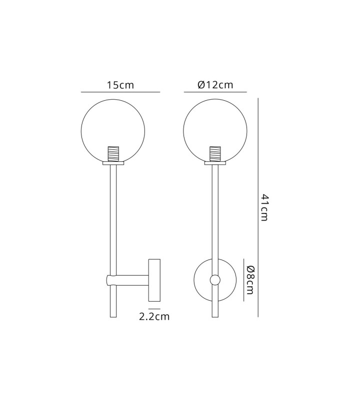 Tivoli Tall Arm Wall Light 1 Light G9 IP44 Polished Chrome/Smoke Smooth Round Glass-2