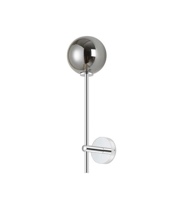 Tivoli Tall Arm Wall Light 1 Light G9 IP44 Polished Chrome/Smoke Smooth Round Glass-4