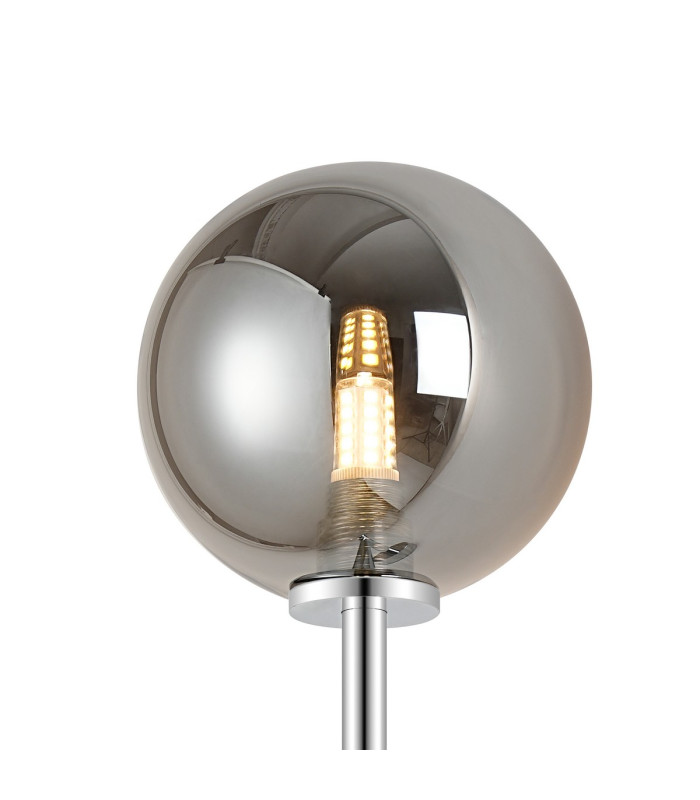 Tivoli Tall Arm Wall Light 1 Light G9 IP44 Polished Chrome/Smoke Smooth Round Glass-5
