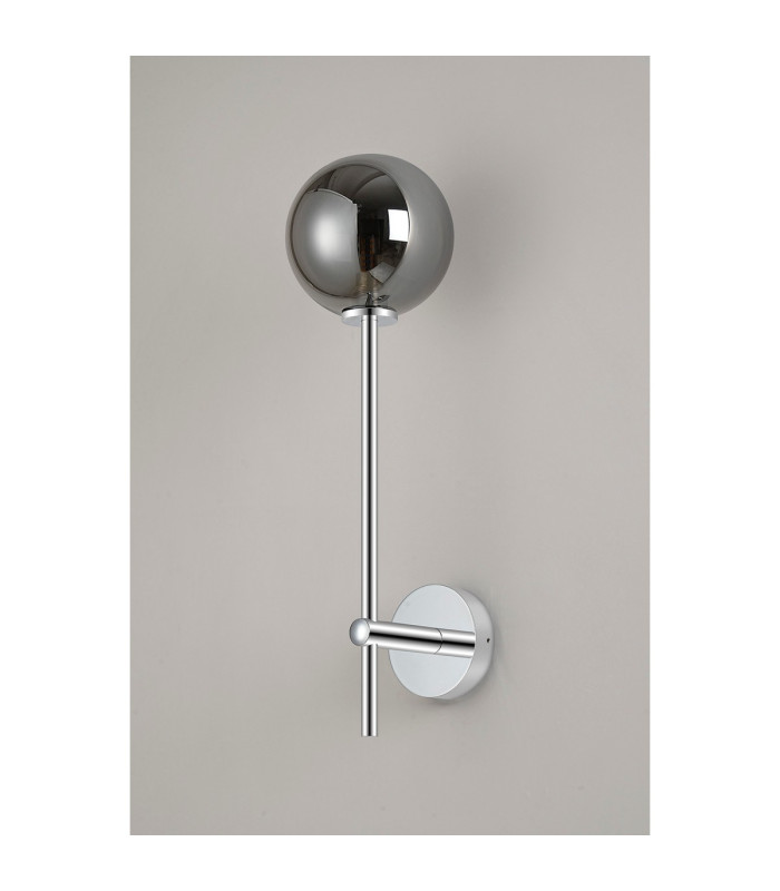 Tivoli Tall Arm Wall Light 1 Light G9 IP44 Polished Chrome/Smoke Smooth Round Glass-7