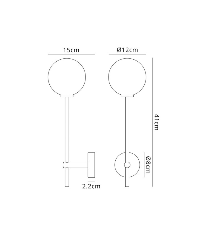 Tivoli Tall Arm Wall Light 1 Light G9 IP44 Satin Black/Opal Smooth Round Glass-2