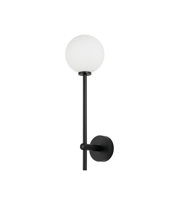 Tivoli Tall Arm Wall Light 1 Light G9 IP44 Satin Black/Opal Smooth Round Glass-4