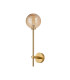 Tivoli Tall Arm Wall Light 1 Light G9 IP44 Brass Gold/Amber Ribbed Round Glass-4