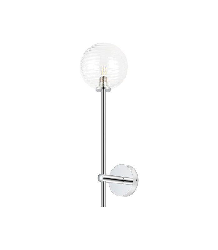 Tivoli Tall Arm Wall Light 1 Light G9 IP44 Polished Chrome/Clear Ribbed Round Glass-4