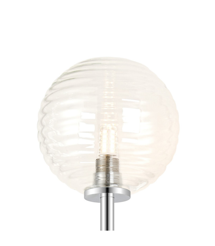 Tivoli Tall Arm Wall Light 1 Light G9 IP44 Polished Chrome/Clear Ribbed Round Glass-5