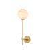 Tivoli Tall Arm Wall Light 1 Light G9 IP44 Brass Gold/Brown Round Marble Effect Glass-1