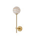 Tivoli Tall Arm Wall Light 1 Light G9 IP44 Brass Gold/Brown Round Marble Effect Glass-4