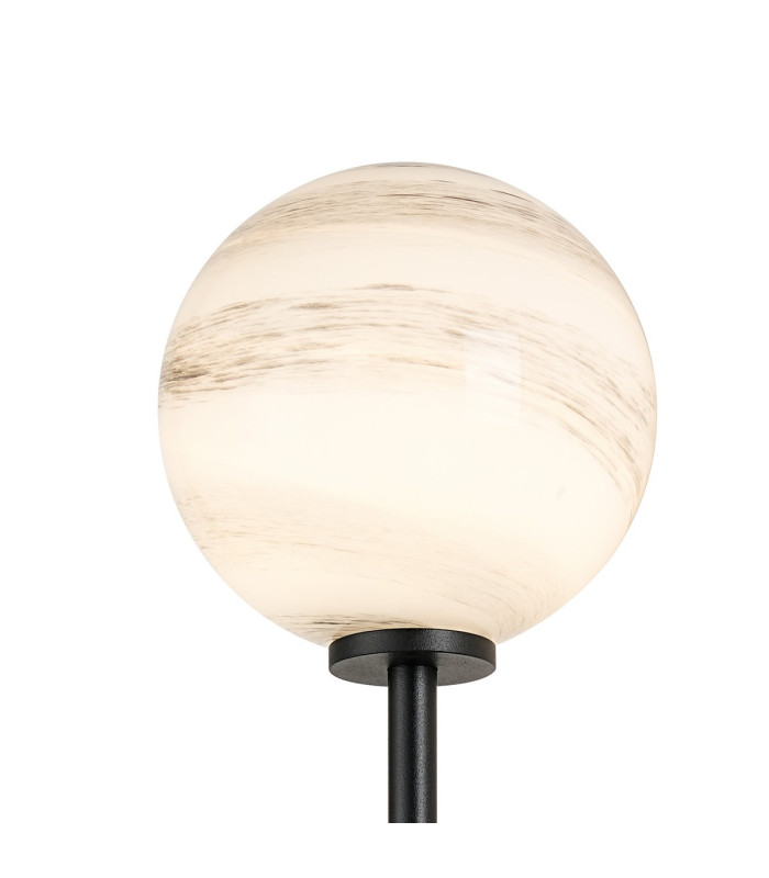 Tivoli Tall Arm Wall Light 1 Light G9 IP44 Satin Black/Grey Round Marble Effect Glass-5