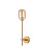 Tivoli Tall Arm Wall Light 1 Light G9 IP44 Brass Gold/Amber Smooth Tubular Glass-4