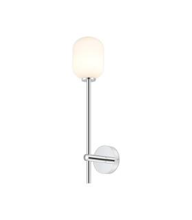 Tivoli Tall Arm Wall Light 1 Light G9 IP44 Polished Chrome/Opal Smooth Tubular Glass-1