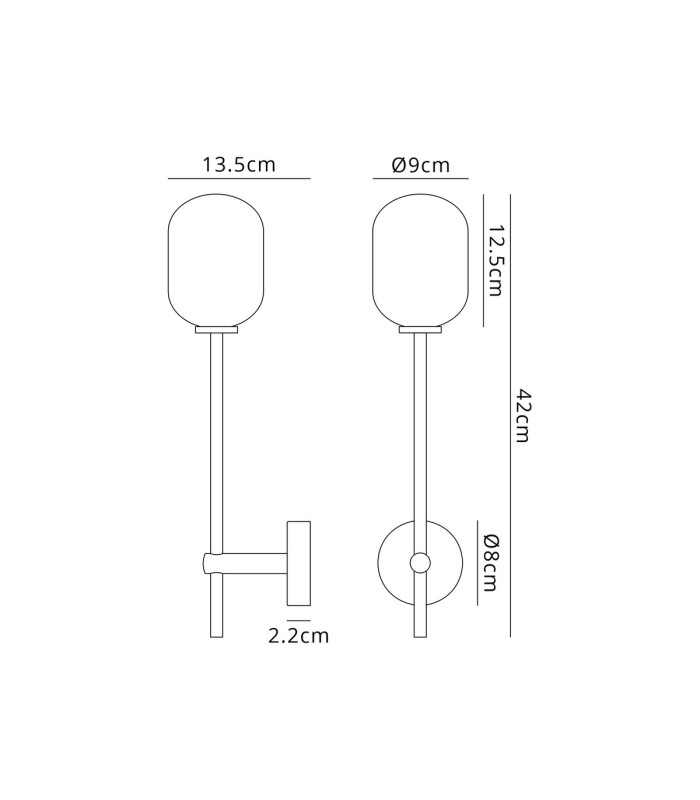 Tivoli Tall Arm Wall Light 1 Light G9 IP44 Polished Chrome/Opal Smooth Tubular Glass-2