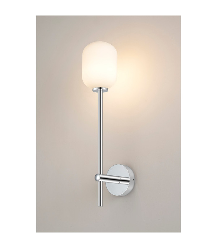 Tivoli Tall Arm Wall Light 1 Light G9 IP44 Polished Chrome/Opal Smooth Tubular Glass-3