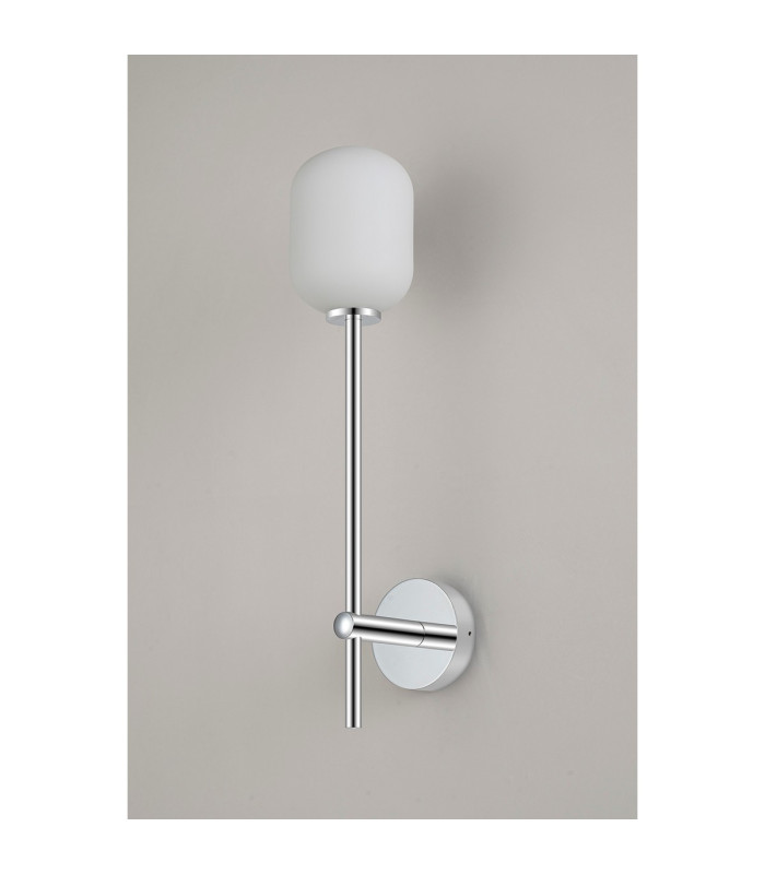 Tivoli Tall Arm Wall Light 1 Light G9 IP44 Polished Chrome/Opal Smooth Tubular Glass-7