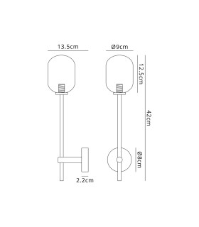 Tivoli Tall Arm Wall Light 1 Light G9 IP44 Satin Black/Smoke Smooth Tubular Glass-2