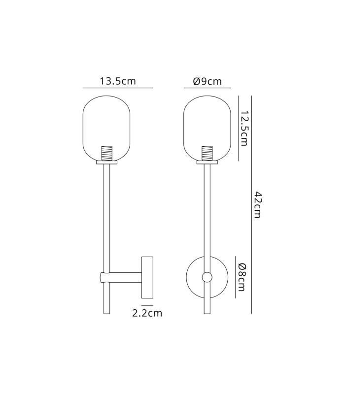 Tivoli Tall Arm Wall Light 1 Light G9 IP44 Satin Black/Smoke Smooth Tubular Glass-2