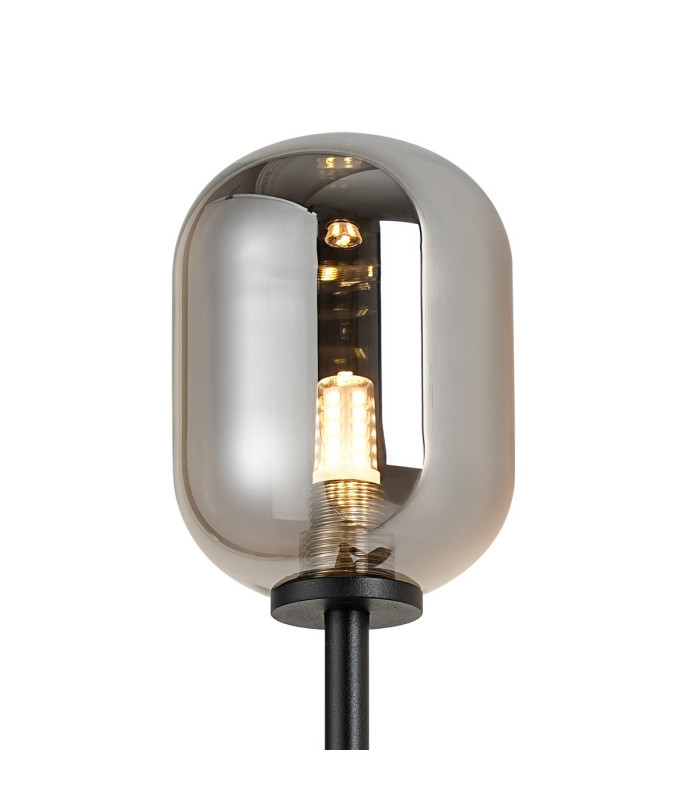 Tivoli Tall Arm Wall Light 1 Light G9 IP44 Satin Black/Smoke Smooth Tubular Glass-5