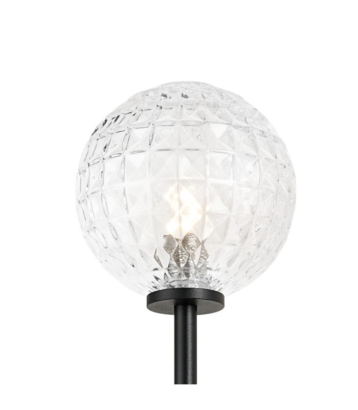 Tivoli Tall Arm Wall Light 1 Light G9 IP44 Satin Black/Clear Cross Pattern Round Glass-5