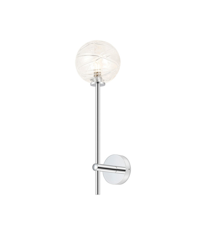 Tivoli Tall Arm Wall Light 1 Light G9 IP44 Polished Chrome/Clear Dune Effect Round Glass-1