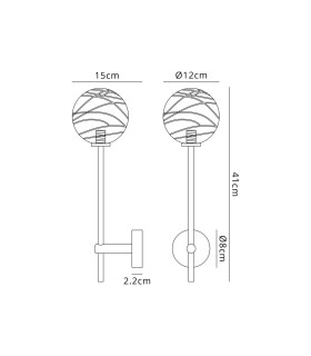 Tivoli Tall Arm Wall Light 1 Light G9 IP44 Polished Chrome/Clear Dune Effect Round Glass-2