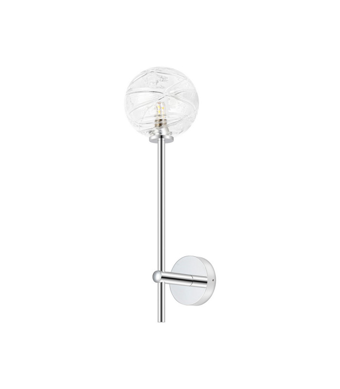 Tivoli Tall Arm Wall Light 1 Light G9 IP44 Polished Chrome/Clear Dune Effect Round Glass-4