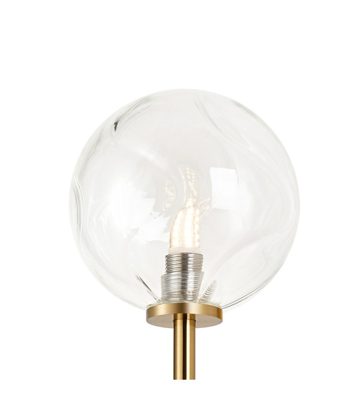 Tivoli Tall Arm Wall Light 1 Light G9 IP44 Brass Gold/Clear Waved Round Glass-6